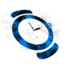 Image showing Time concept: Hand Watch on Digital background