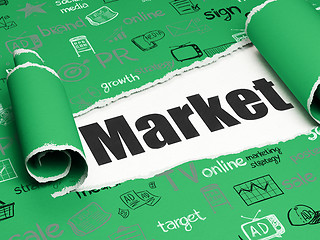 Image showing Marketing concept: black text Market under the piece of  torn paper