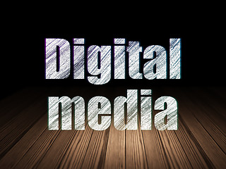 Image showing Marketing concept: Digital Media in grunge dark room