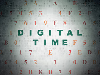 Image showing Time concept: Digital Time on Digital Data Paper background