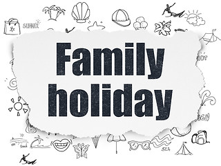 Image showing Tourism concept: Family Holiday on Torn Paper background