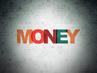 Image showing Money concept: Money on Digital Data Paper background