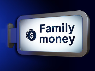 Image showing Banking concept: Family Money and Dollar Coin on billboard background