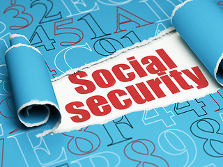 Image showing Protection concept: red text Social Security under the piece of  torn paper