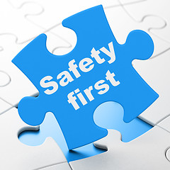 Image showing Security concept: Safety First on puzzle background