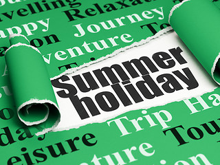 Image showing Travel concept: black text Summer Holiday under the piece of  torn paper