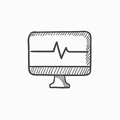 Image showing Heart beat monitor sketch icon.