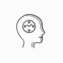 Image showing Human head with clock sketch icon.