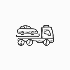 Image showing Car towing truck sketch icon.