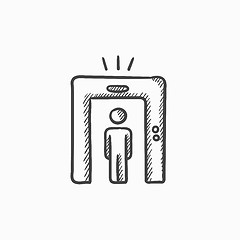 Image showing Man going through metal detector gate sketch icon.