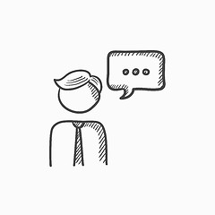 Image showing Man with speech square sketch icon.