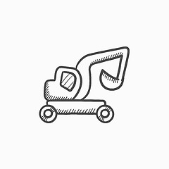 Image showing Excavator truck sketch icon.