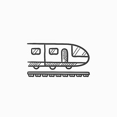 Image showing Modern high speed train sketch icon.