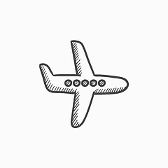 Image showing Flying airplane sketch icon.