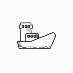 Image showing Cargo container ship sketch icon.