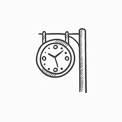 Image showing Train station clock sketch icon.