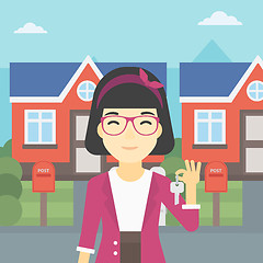 Image showing Real estate agent with key vector illustration.