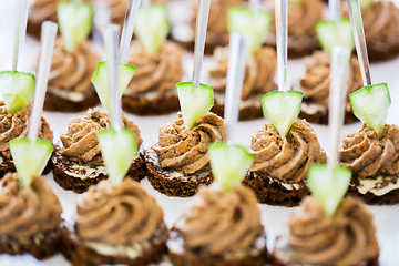 Image showing close up of canape with paste on serving tray