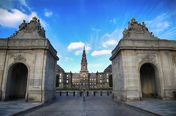 Image showing View on Christiansborg Palace from The Marble Bridge in Copenhag