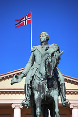 Image showing Statue of Norwegian King Karl Johan XIV in Oslo, Norway 