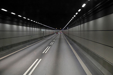 Image showing Cars in a tunnel on Oresund bridge between Sweden and Denmark