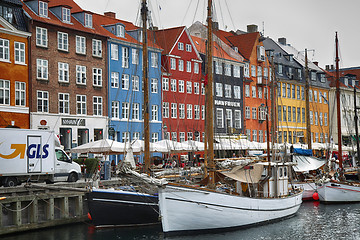 Image showing COPENHAGEN, DENMARK - AUGUST 15, 2016: Boats in the docks Nyhavn