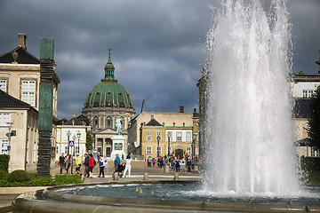 Image showing COPENHAGEN, DENMARK - AUGUST 15, 2016: A fountain in the Amalie 