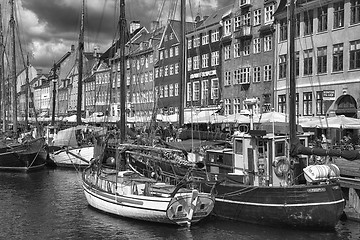 Image showing COPENHAGEN, DENMARK - AUGUST 14, 2016: Black and white photo, bo