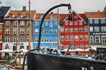 Image showing COPENHAGEN, DENMARK - AUGUST 15, 2016: Boats in the docks Nyhavn