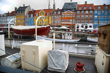 Image showing COPENHAGEN, DENMARK - AUGUST 15, 2016: Boats in the docks Nyhavn