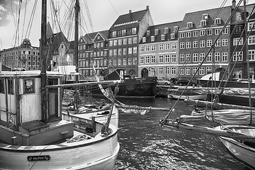 Image showing COPENHAGEN, DENMARK - AUGUST 14, 2016: Black and white photo, bo