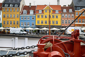 Image showing COPENHAGEN, DENMARK - AUGUST 15, 2016: Boats in the docks Nyhavn