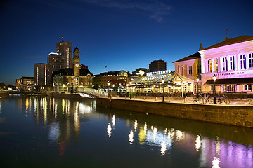 Image showing MALMO, SWEDEN - AUGUST 16, 2016: View of beautiful night scene a