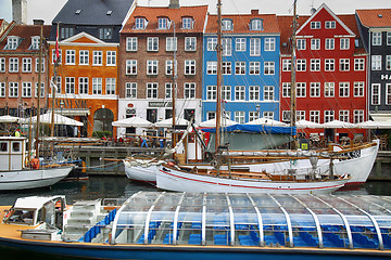 Image showing COPENHAGEN, DENMARK - AUGUST 15, 2016: Boats in the docks Nyhavn
