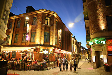 Image showing MALMO, SWEDEN - AUGUST 16, 2016: People walk on crossroad of the