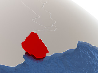 Image showing Uruguay on globe