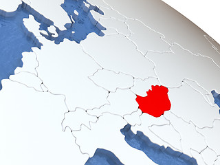 Image showing Hungary on globe