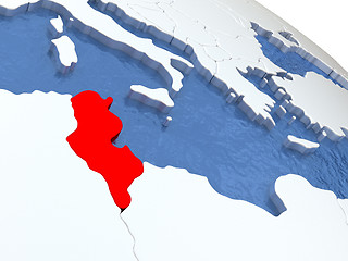 Image showing Tunisia on globe