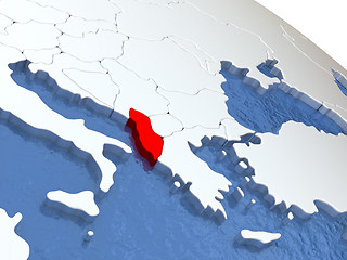 Image showing Albania on globe