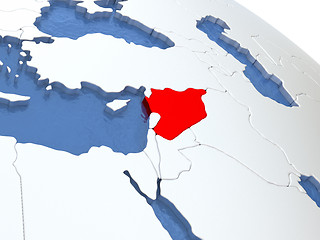 Image showing Syria on globe