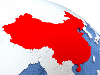 Image showing China on globe