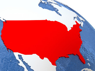 Image showing USA on globe