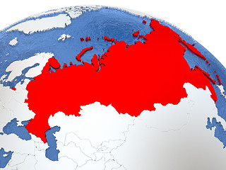 Image showing Russia on globe