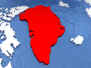 Image showing Greenland on globe