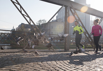 Image showing young  couple jogging