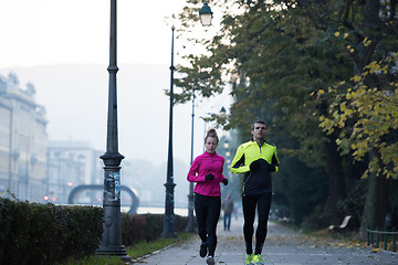 Image showing young  couple jogging