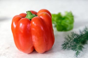 Image showing Red bell pepper. Presents closeup.