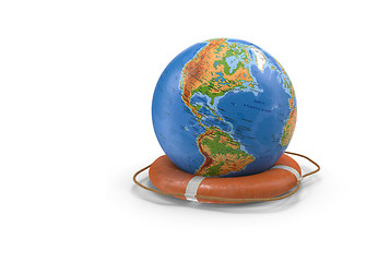 Image showing 3D illustration of rescue circle and the globe.