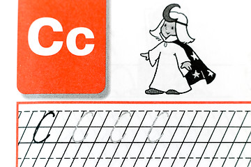 Image showing A first grader\'s notebook to practice writing.