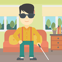 Image showing Blind man with stick vector illustration.